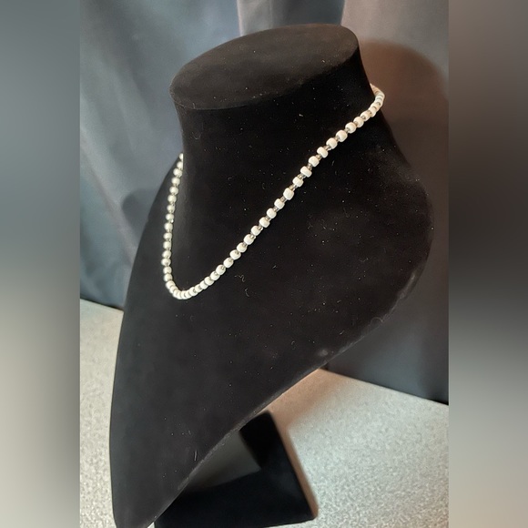 White Beaded Single Strand Necklace - Picture 2 of 5